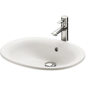 Раковина Toto (Тото) Public 53x45x17.7 см, встраиваемая сверху, без отверстий, с переливом, CeFiONtect, цвет: белый LW762Y