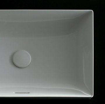 Раковина Toto TR Lavatory 60x38x13.7 см, без отверстий, полувстраиваемая, с переливом, CeFiONtect, LinearCeram, цвет: белый L4716RE#XW