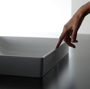 Раковина Toto TR Lavatory 60x38x13.7 см, без отверстий, полувстраиваемая, с переливом, CeFiONtect, LinearCeram, цвет: белый L4716RE#XW