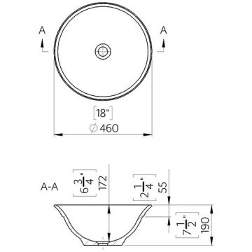 Раковина TW collection (Тв Коллектион) 46 см, накладная, без перелива, цвет: белый глянцевый TWCL2103BL