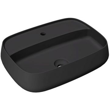 Раковина Alice (Элис) Nur Plan 60x45x15 см, накладная, 1 отверстие, цвет: черный матовый 33210108