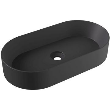 Раковина Alice (Элис) Spy Oval 65x36х12 см, накладная, без отверстий, цвет: черный матовый 34240108