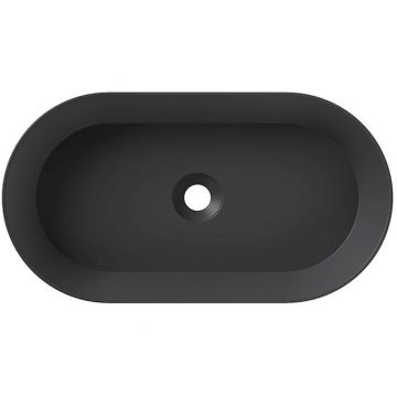 Раковина Alice (Элис) Spy Oval 65x36х12 см, накладная, без отверстий, цвет: черный матовый 34240108