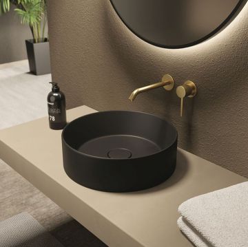 Раковина Alice (Элис) Spy Round 40 см, накладная, без отверстий, цвет: черный матовый 34230108
