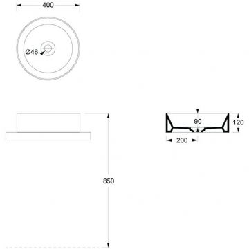 Раковина Alice (Элис) Spy Round 40 см, накладная, без отверстий, цвет: черный матовый 34230108