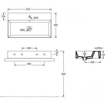 Раковина Alice (Элис) Spy 81x46х13.5 см, накладная/подвесная, 1 отверстие, цвет: белый глянцевый 34330101