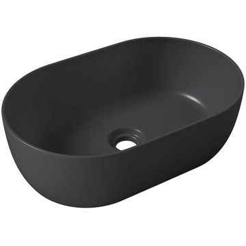 Раковина Alice (Элис) Unica 55x35х17 см, накладная, без отверстий, цвет: черный матовый 32120108