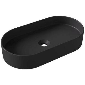 Раковина Alice (Элис) Hide Stadium 65x35х12 см, накладная, без отверстий, цвет: черный матовый 31120108