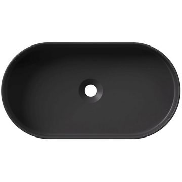 Раковина Alice (Элис) Hide Stadium 65x35х12 см, накладная, без отверстий, цвет: черный матовый 31120108