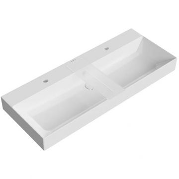 Раковина Kerama Marazzi (Керама Марацци) Grande подвесная 119.5х18 см, 2 отверстия, цвет: белый глянцевая GR.wb.120.2