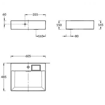 Раковина Kerama Marazzi (Керама Марацци) Logica накладная, 60.5х48.5 см, с 1 отверстие, цвет: белый глянцевая LO.wb.60.1