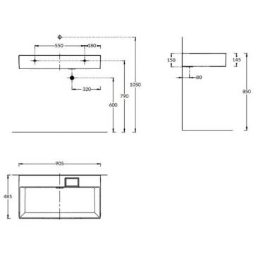 Раковина Kerama Marazzi (Керама Марацци) Logica подвесная, 90х48 см, без отверстий, цвет: белый глянцевая LO.wb.90.0