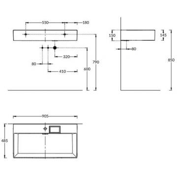 Раковина Kerama Marazzi (Керама Марацци) Logica подвесная, 90х48 см, с 1 отверстие, цвет: белый глянцевая LO.wb.90.1