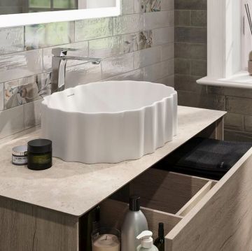 Раковина Kerama Marazzi ArtBasin Conchiglia накладная 50 см, без отверстий, цвет: белый глянцевая CC.wb.50WHT
