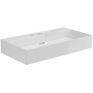 Раковина Kerama Marazzi Logica подвесная, 90х48 см, 2 отверстия, цвет: белый глянцевая LO.wb.90.2