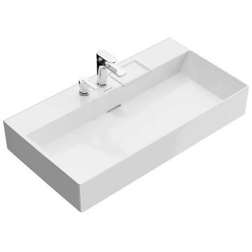 Раковина Kerama Marazzi Logica подвесная, 90х48 см, 2 отверстия, цвет: белый глянцевая LO.wb.90.2