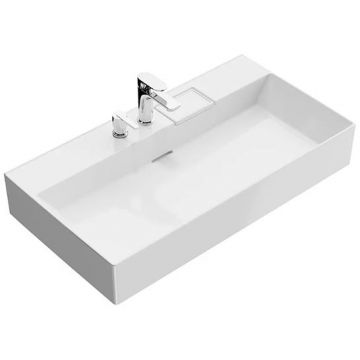 Раковина Kerama Marazzi Logica подвесная, 90х48 см, 2 отверстия, цвет: белый глянцевая LO.wb.90.2