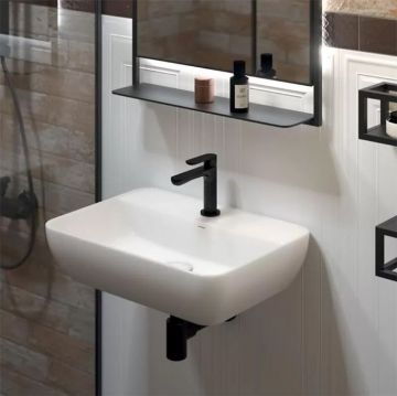 Раковина Kerama Marazzi (Керама Марацци) Plaza подвесная 55х40 см, с 1 отверстие, цвет: белый глянцевый PLR.wb.55.02