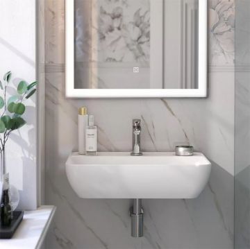 Раковина Kerama Marazzi (Керама Марацци) Plaza подвесная 55х40 см, с 1 отверстие, цвет: белый глянцевый PLR.wb.55.02