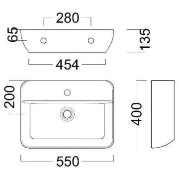Раковина Kerama Marazzi (Керама Марацци) Plaza подвесная 55х40 см, с 1 отверстие, цвет: белый глянцевый PLR.wb.55.02