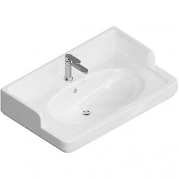 Раковина Kerama Marazzi (Керама Марацци) Pompei 80х50х26.5 см, подвесная, мебельная, 1 отверстие, с переливом, цвет: белый глянцевый PO.wb.80