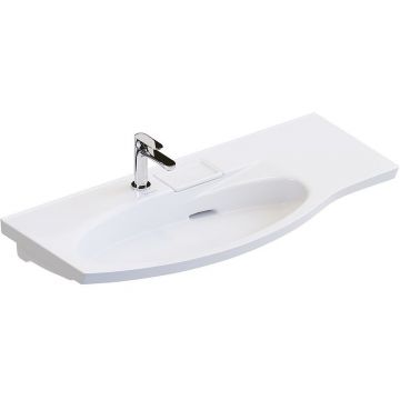 Раковина Kerama Marazzi Riva 100.7х48х15 см, накладная, мебельная, с крепежом, левая, 1 отверстие, с переливом, цвет: белый глянцевый RV.wb.100Lh