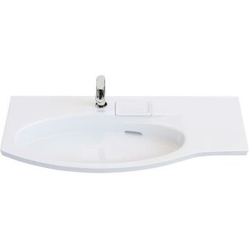 Раковина Kerama Marazzi Riva 100.7х48х15 см, накладная, мебельная, с крепежом, левая, 1 отверстие, с переливом, цвет: белый глянцевый RV.wb.100Lh