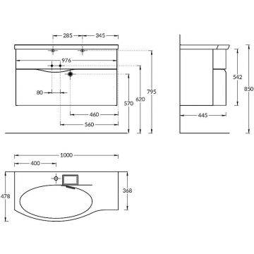 Раковина Kerama Marazzi Riva 100.7х48х15 см, накладная, мебельная, с крепежом, левая, 1 отверстие, с переливом, цвет: белый глянцевый RV.wb.100Lh