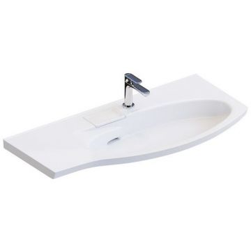 Раковина Kerama Marazzi (Керама Марацци) Riva 100.7х48х15 см, накладная, мебельная, с крепежом, правая, 1 отверстие, с переливом, цвет: белый глянцевый RV.wb.100Rh