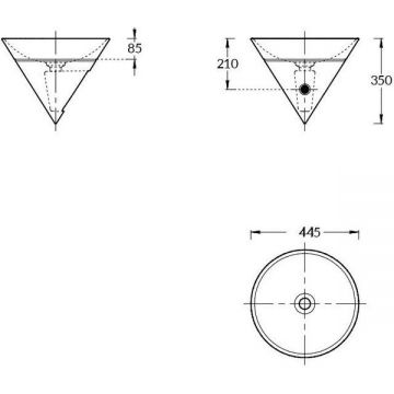 Раковина Kerama Marazzi (Керама Марацци) Cono 44.5х44.5х35 см, встраиваемая сверху, без отверстий, без перелива, цвет: белый глянцевый CO.wbi.44