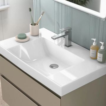 Раковина Kerama Marazzi (Керама Марацци) Cubo подвесна 80.5х48.5 см, с 1 отверстиепод смеситель, цвет: белый глянцевая CU.wb.80