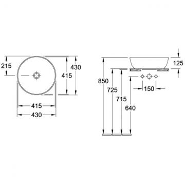 Раковина Villeroy and Boch (Виллерой энд Боч) Artis круглая 43xh12см, без перелива, CeramicPlus, цвет: альпийский белый 417943R1