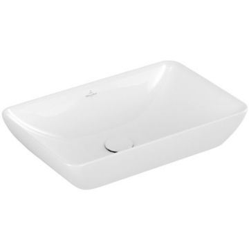 Раковина Villeroy and Boch (Виллерой энд Боч) Venticello накладная 55х36см, без отверстий, с переливом, CeramicPlus, цвет: альпийский белый 411355R1