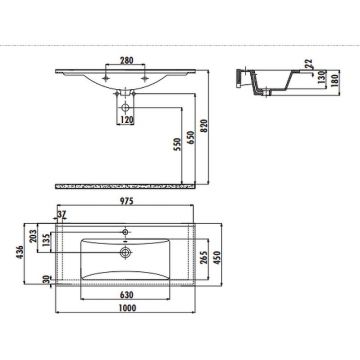 Раковина мебельная Laparet (Лапарет) Su 1000х470х250 мм белая (434338)