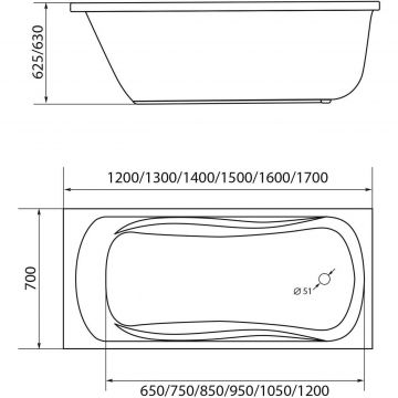 Акриловая ванна Creto (Крето) Classio 160х70 см 10-16070 белая