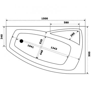 Акриловая ванна Creto (Крето) Madison 150х90 см правая на каркасе 22-1112 белая