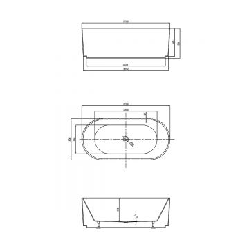 Ванна акриловая Vincea VBT-426-1700 1700х800х580 мм, цвет белый, щелевой перелив