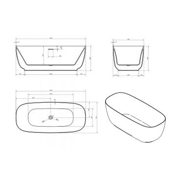 Ванна акриловая Vincea (Винчея) VBT-631, 1700х750х600 мм, цвет белый, слив-перелив в комплекте, белый