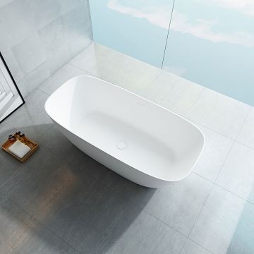 Ванна из искусственного камня Vincea VBT-6S02MW, 1700х720х550 мм, белый матовый, слив-перелив в комплекте