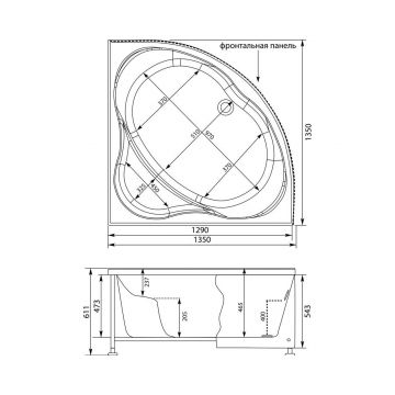 Ванна акриловая Aquanet (Акванет) Vitoria 130x130 см (с каркасом) 00205371, белый
