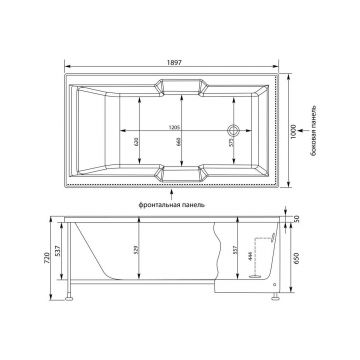 Ванна акриловая Aquanet (Акванет) Vega 190x100 см (с каркасом) 00205556, белый