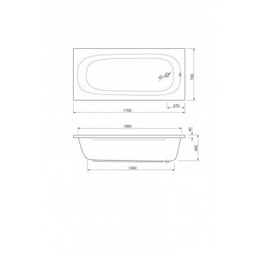 Акриловая ванна Cezares (Цезарис) Piave-170-70-42-W37 170х70 см глубина 40 см