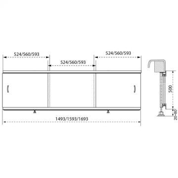 Экран под ванну раздвижная лицевая Тритон (Triton) 1593х500 мм белая (Щ0000049088)