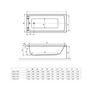 Ванна акриловая прямоугольная Excellent (Экселент) Aquaria 140x70 см WAEX.AQU14WH белый