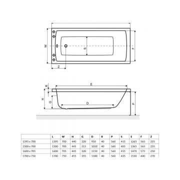 Ванна акриловая прямоугольная Excellent (Экселент) Aquaria 160x70 см WAEX.AQU16WH белый