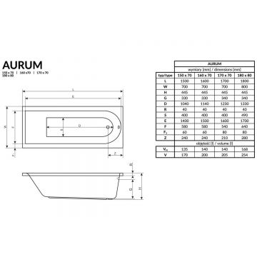 Ванна акриловая прямоугольная Excellent (Экселент) Aurum 180x80 см WAEX.AUR18WH белый