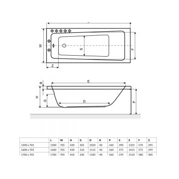 Ванна акриловая прямоугольная Excellent (Экселент) Ava 160x70 см WAEX.AVA16WH белый