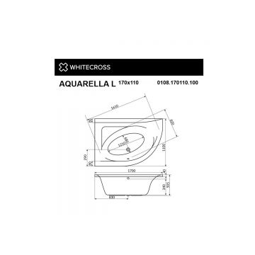 Ванна акриловая четверть круга Whitecross (Вайткросс) Aquarella 170х110 см левый белый 0108.170110.100