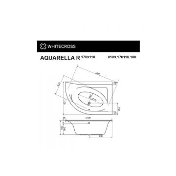 Ванна акриловая четверть круга Whitecross (Вайткросс) Aquarella 170х110 см правый белый 0109.170110.100