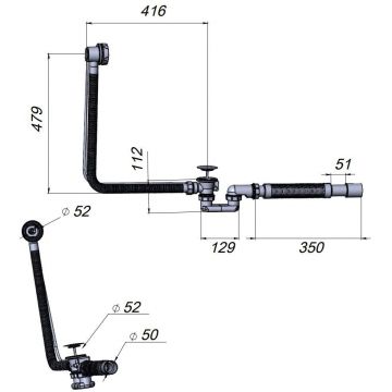 Слив-перелив Am.Pm (Ам.Пм) длиной 1000 мм для ванны, комплект W90A-1000-OFL белый; хром